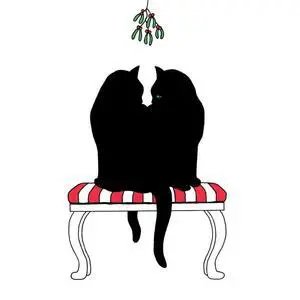 Paperproducts Design "Black Cat Mistletoe" Paper Cocktail/Beverage Napkins Paperproducts Design "Black Cat Mistletoe" Paper Cocktail/Beverage Napkins