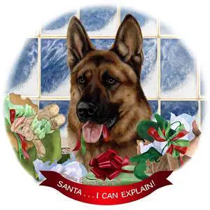 German Shepherd Porcelain Hanging Ornament Pet Gift Santa I Can Explain! German Shepherd Porcelain Hanging Ornament Pet Gift Santa I Can Explain!