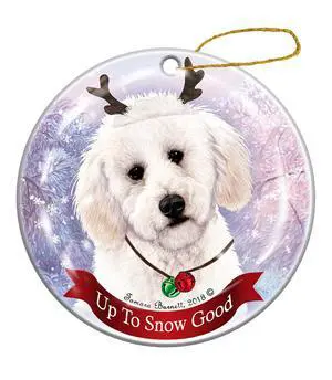 Holiday Pet Gifts Labradoodle White Dog Porcelain Christmas Ornament Holiday Pet Gifts Labradoodle White Dog Porcelain Christmas Ornament