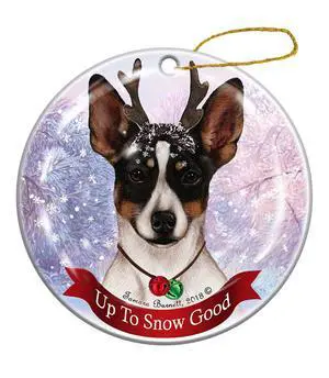 Holiday Pet Gifts Rat Terrier Tri Cropped Dog Porcelain Christmas Ornament Holiday Pet Gifts Rat Terrier Tri Cropped Dog Porcelain Christmas Ornament