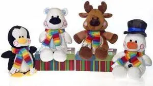 Set of 4 Medium Christmas Plush Stuffed Animal Pals 8" by Fiesta Set of 4 Medium Christmas Plush Stuffed Animal Pals 8" by Fiesta