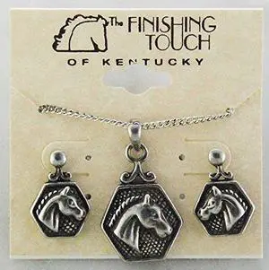 Finishing Touch Horse Head Earrings and Necklace Set - Antique Silver Finish Finishing Touch Horse Head Earrings and Necklace Set - Antique Silver Finish