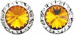 Finishing Touch Large Crystal Stone Show Earrings - Gold Topaz - Silver Finish Finishing Touch Large Crystal Stone Show Earrings - Gold Topaz - Silver Finish