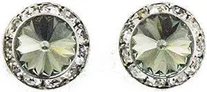 Finishing Touch Large Crystal Stone Show Earrings Black Diamond - Silver Finish Finishing Touch Large Crystal Stone Show Earrings Black Diamond - Silver Finish