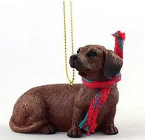 Dachshund (red) with Scarf Christmas Ornament (Large 3 inch version) Dog Dachshund (red) with Scarf Christmas Ornament (Large 3 inch version) Dog
