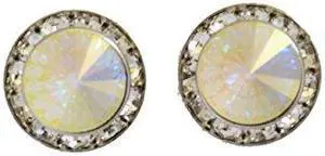 Finishing Touch Rivoli Stone Show Earrings Clear Aurora Borealis Silver Finish Finishing Touch Rivoli Stone Show Earrings Clear Aurora Borealis Silver Finish