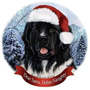 Holiday Pet Gifts Landseer Newfoundland Santa Hat Dog Porcelain Ornament Holiday Pet Gifts Landseer Newfoundland Santa Hat Dog Porcelain Ornament