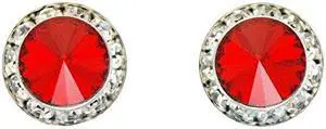 Finishing Touch Large Crystal Stone Show Earrings Light Siam Red - Silver Finish Finishing Touch Large Crystal Stone Show Earrings Light Siam Red - Silver Finish