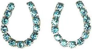 Finishing Touch Crystal Horseshoe Earrings - Aqua Swarovski, Imitation Rhodium Finishing Touch Crystal Horseshoe Earrings - Aqua Swarovski, Imitation Rhodium