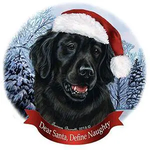 Holiday Pet Gifts Flat Coated Retriever Santa Hat Dog Porcelain Ornament Holiday Pet Gifts Flat Coated Retriever Santa Hat Dog Porcelain Ornament