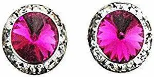 Finishing Touch Lg Crystal Stone Show Earrings Fuchsia Dark Pink Silver Finish Finishing Touch Lg Crystal Stone Show Earrings Fuchsia Dark Pink Silver Finish