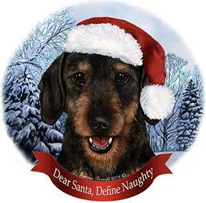 Holiday Pet Gifts Dachshund Wire Hair Black and Tan Dog Porcelain Ornament