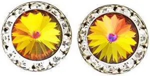 Finishing Touch Large Rivoli Stone Show Earrings - Volcano Amber- Silver Finish Finishing Touch Large Rivoli Stone Show Earrings - Volcano Amber- Silver Finish