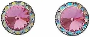 Finishing Touch Large Crystal Stone Show Earrings Light Rose Pink- Silver Finish Finishing Touch Large Crystal Stone Show Earrings Light Rose Pink- Silver Finish