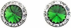 Finishing Touch Large Crystal Stone Show Earrings Emerald Green - Silver Finish Finishing Touch Large Crystal Stone Show Earrings Emerald Green - Silver Finish