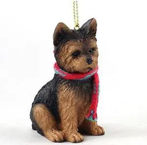 Yorkie (puppy cut) with Scarf Christmas Ornament (Large 3 inch version) Dog Yorkie (puppy cut) with Scarf Christmas Ornament (Large 3 inch version) Dog