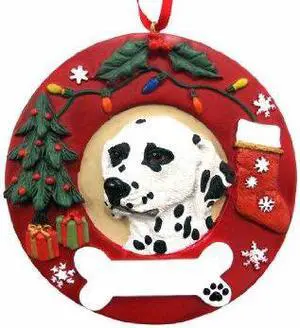E&S Pets Dalmatian Christmas Ornament Wreath Shaped Easily Personalized E&S Pets Dalmatian Christmas Ornament Wreath Shaped Easily Personalized
