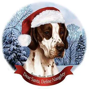 Holiday Pet Gifts English Pointer Brown Santa Hat Dog Porcelain Ornament Holiday Pet Gifts English Pointer Brown Santa Hat Dog Porcelain Ornament
