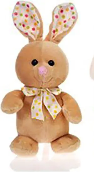 Standing Light Brown Bunny with Polka Dot Bow 8" By Fiesta Standing Light Brown Bunny with Polka Dot Bow 8" By Fiesta