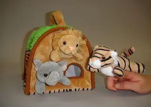 Plush Wild Animal House with 3 Finger Puppets 8" Plush Wild Animal House with 3 Finger Puppets 8"