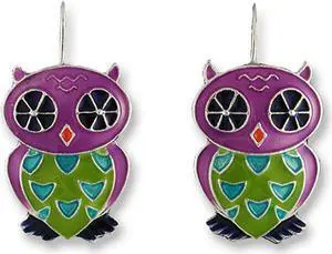 Judith Geiger Silver Plated Calypso Owl Enamel Dangle Earrings Judith Geiger Silver Plated Calypso Owl Enamel Dangle Earrings