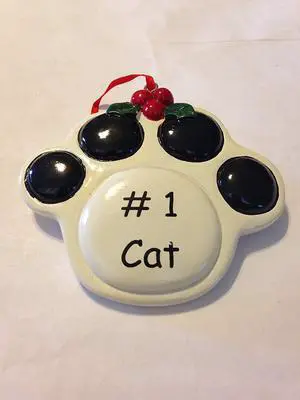 Ceramic Paw Print Christmas Ornament "#1 Cat" Ceramic Paw Print Christmas Ornament "#1 Cat"