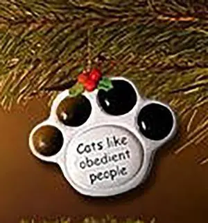 Ceramic Paw Print Christmas Ornament "Cats Like Obedient People" Ceramic Paw Print Christmas Ornament "Cats Like Obedient People"
