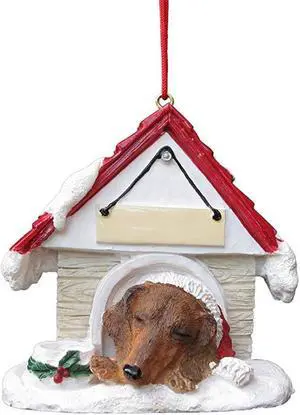 E&S Pets Red Dachshund Dog House Ornament E&S Pets Red Dachshund Dog House Ornament