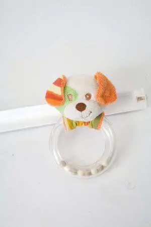 Plush Orange Dog Ring Rattle Plush Orange Dog Ring Rattle
