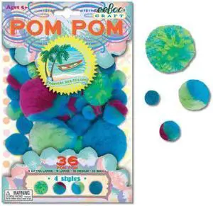 Tropical Sea Colors Green and Blue Pom Pom Craft Kit Tropical Sea Colors Green and Blue Pom Pom Craft Kit