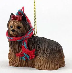 Yorkie (long hair) with Scarf Christmas Ornament (Large 3 inch version) Dog Yorkie (long hair) with Scarf Christmas Ornament (Large 3 inch version) Dog