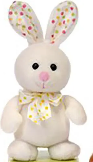 Standing White Bunny with Polka Dot Bow 8" By Fiesta Standing White Bunny with Polka Dot Bow 8" By Fiesta