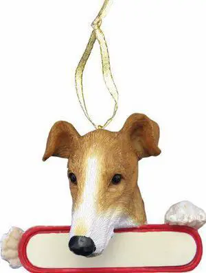 Greyhound Ornament Tan and White "Santa's Pals" With Personalizable Name Plate Greyhound Ornament Tan and White "Santa's Pals" With Personalizable Name Plate
