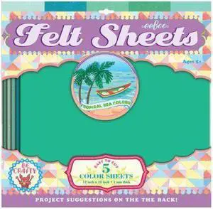Tropical Sea Colors Teal Blue Green Felt Sheets, 5 sheets, by eeBoo Tropical Sea Colors Teal Blue Green Felt Sheets, 5 sheets, by eeBoo