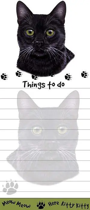 "Black Cat Magnetic List Pads" Uniquely Shaped Sticky Notepad "Black Cat Magnetic List Pads" Uniquely Shaped Sticky Notepad
