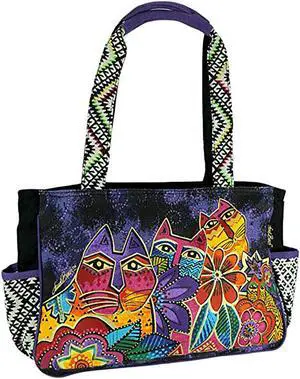 Laurel Burch Medium Tote 14.5"x4"x10"- Whiskered Cats Laurel Burch Medium Tote 14.5"x4"x10"- Whiskered Cats
