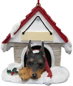 Miniature Pinscher Doghouse Ornament Hand Painted and Easily Personalized Miniature Pinscher Doghouse Ornament Hand Painted and Easily Personalized