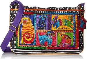 Laurel Burch Medium Crossbody Zipper Top 15 x 10-Inch, Dog Tails Patchwork Laurel Burch Medium Crossbody Zipper Top 15 x 10-Inch, Dog Tails Patchwork