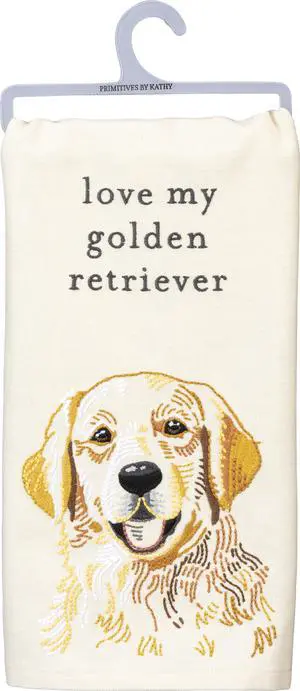 Primitives by Kathy Love My Golden Retriever Dish Towel, 26" Primitives by Kathy Love My Golden Retriever Dish Towel, 26"
