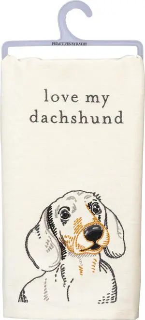 Primitives by Kathy Love My Dachshund Dish Towel, 26" Primitives by Kathy Love My Dachshund Dish Towel, 26"
