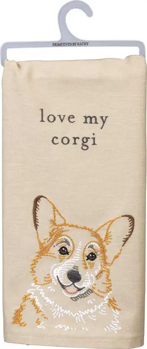 Primitives by Kathy Love My Corgi Dish Towel, 26" Primitives by Kathy Love My Corgi Dish Towel, 26"