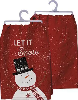 PBK Dish Towel - Let It Snow Red and White Red and White, 28" x 28", One Towel PBK Dish Towel - Let It Snow Red and White Red and White, 28" x 28", One Towel