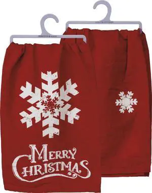 PBK Dish Towel - Merry Christmas Red and White, 28" x 28", One Towel PBK Dish Towel - Merry Christmas Red and White, 28" x 28", One Towel