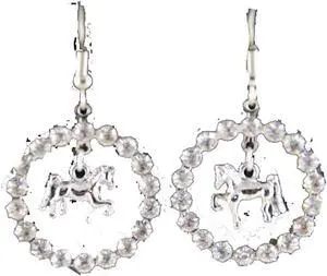 Finishing Touch Crystal Ring Saddlebred Fish Hook Earrings - Silver Finish Finishing Touch Crystal Ring Saddlebred Fish Hook Earrings - Silver Finish