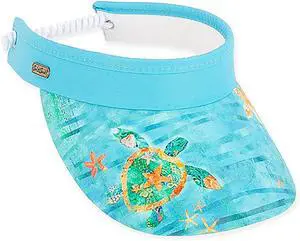 Sun 'n' Sand Womens Sea Turtle Print Coil Back Visor One Size Blue Multi Sun 'n' Sand Womens Sea Turtle Print Coil Back Visor One Size Blue Multi