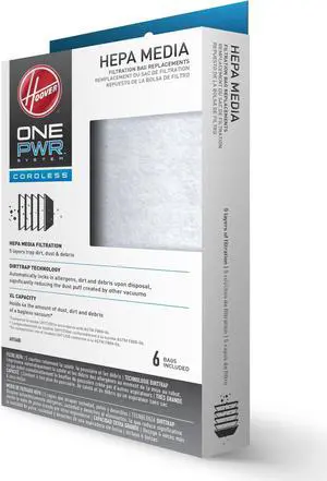 NEW HOOVER ONEPWR HEPA+ Replacement Bags 6-pack, AH15600, HEPA