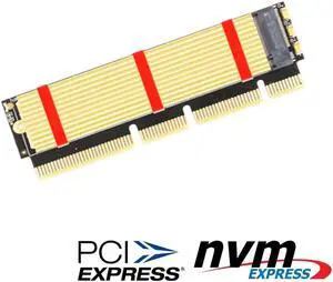 M.2 NGFF NVMe SSD to PCI-E 3.0 16x X16/X8/X4 Adapter M2 NGFF Key M PCIE Extender Card w/ Heat Sink Radiator for 1U 2U Servers PC(WithHeatsink)