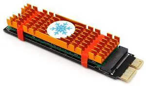 NVME Adapter Card NGFF M.2 M Key to PCI-E 1x PCI Express Raiser Extension with Heatsink Vertical Support 2230 2242 2260 2280 SSD(Golden)