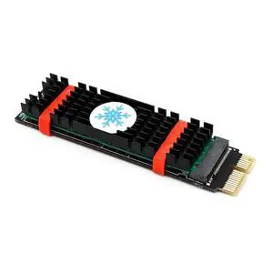NVME Adapter Card NGFF M.2 M Key to PCI-E 1x PCI Express Raiser Extension with Heatsink Vertical Support 2230 2242 2260 2280 SSD(Black)