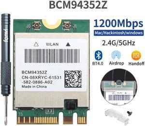 DW1560 BCM94352Z Hackintosh Macos Dual Band Wireless Wlan M.2 NGFF WiFi Network Card BCM94352 Adapter, 867Mbps(5Ghz) + 300Mbps (2.4Ghz), Bluetooth 4.0, IEEE 802.11ac, Windows 7/8/10